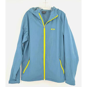 Oakley Mens Blue Green Trim Athletic Full Zip Hooded Skiing Jacket Sz L